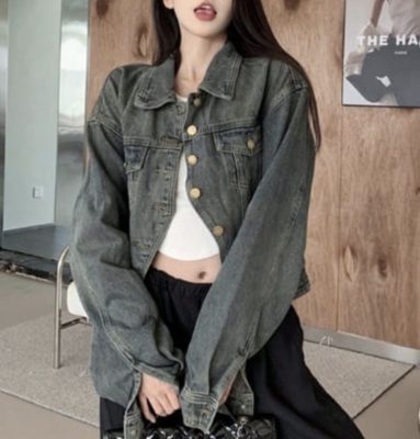 phối đồ với áo khoác jean nữ