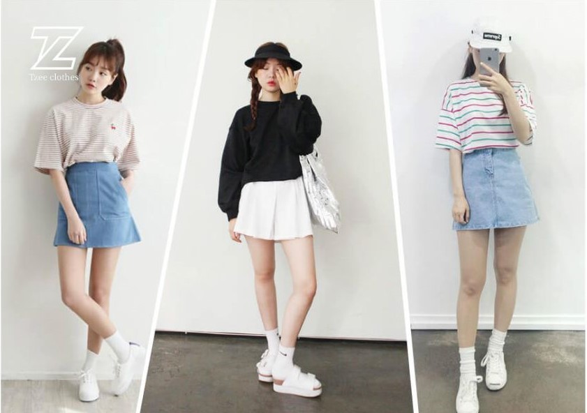 phối đồ với áo thun form rộng nữ