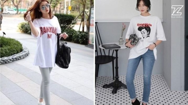 phối đồ với áo thun form rộng nữ