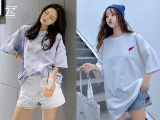 phối đồ với áo thun form rộng nữ